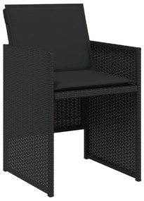 Kerti Étkezőszett 2 db Fekete Acél, Rattan 4-Fős Tartós