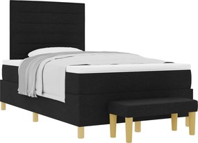 vidaXL Boxrugós ágy matracmal fejtámlával Fekete 120 x 190 cm szövet
