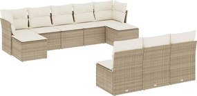 vidaXL 10 részes bézs polyrattan kerti ülőgarnitúra párnával
