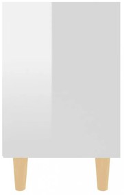2 db magasfényű fehér éjjeliszekrény fa lábakkal 40x30x50 cm