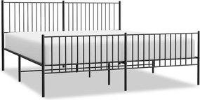 vidaXL fekete fém ágykeret fej- és lábtámlával 193 x 203 cm