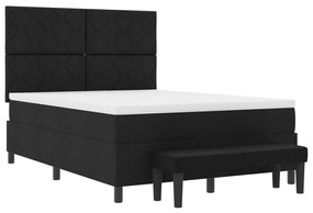Boxspring ágy matraccal és padlóval Fekete 140x200 cm Szövet