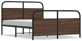 barna tölgy színű fém ágykeret matrac nélkül 137 x 190 cm