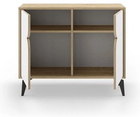 Fehér-natúr színű szekrény tölgyfa dekorral 95x79 cm Nola – Marckeric