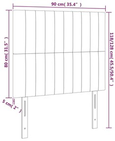 sötétszürke szövet LED-es fejtámla 90x5x118/128 cm