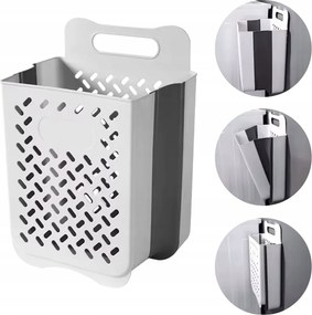 Szennyestartó kosár Állítható Szélesség Világos Szürke L 15l Akasztós rendszerező