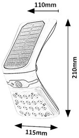 Rabalux 77022 - LED dimmelhető napelemes lámpa s érzékelővel LED/4W/3,7V IP44
