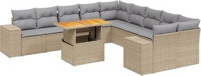 vidaXL 11 részes bézs polyrattan kerti ülőgarnitúra párnákkal