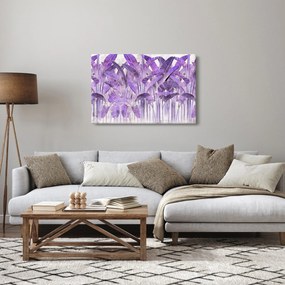 Kép - Lila levelek vakolatban (90x60 cm)