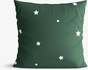 Goldea karácsonyi pamut párnahuzat - csillagok sötétzöldön 40 x 40 cm
