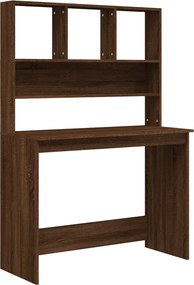 vidaXL barna tölgy szerelt fa íróasztal polcokkal 102 x 45 x 148 cm