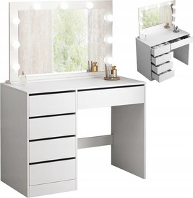 Kozmetikai Smink Fésülködőasztal Led Tükörrel Modern Glamour Fehér