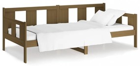 mézbarna tömör fenyőfa kanapéágy 90x200 cm