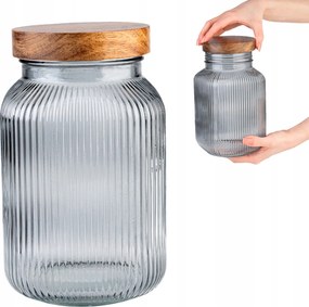 Befőttes üveg tároló tégely 2L Fa Kupakkal