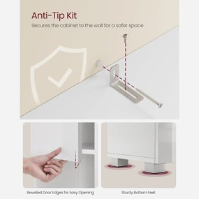 Keskeny fürdőszoba szekrény, fiókkal, állítható polcokkal, fehér, 30x30x170 cm