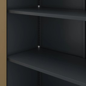 Fém szekrény vitrinnel antracit / dió: Eco Design AMELIA, 900 x 1850 x 400 mm