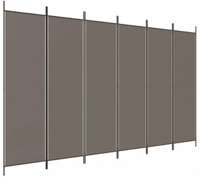 6 paneles antracitszürke szövet térelválasztó 300 x 220 cm