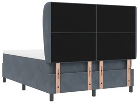 Ágykeret Mattress-szel - Sötétszürke - 140x200 cm - Bársonyos