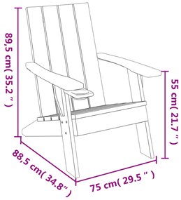 világosbarna polipropilén kerti adirondack szék 75x88,5x89,5 cm