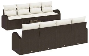 Kerti Kanapé Szett 7 pcs Barna és Beige 55 x 55 x 37 cm