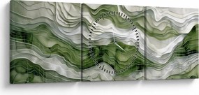 Kép - Zöld és fehér fodrok (órával) (90x30 cm)