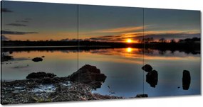 Vászonkép 120x60 Lenyugvó nap Tó