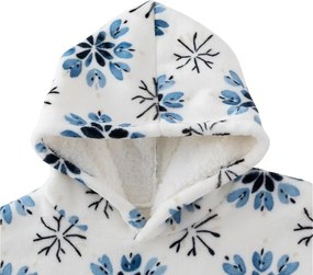 báránybunda hatású kapucnis, ujjas pléd ICY FLAKES, fehér