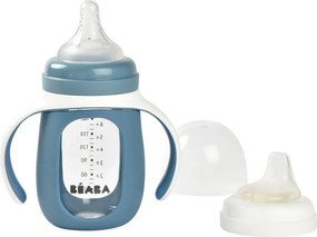 Béaba 2 az 1-ben Tanuló cumisüveg 210 ml + Szilikon borítással - Viharszürke