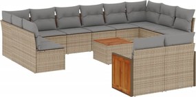 vidaXL 13 részes bézs polyrattan kerti ülőgarnitúra párnákkal
