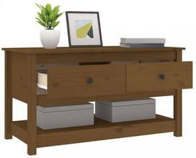 mézbarna tömör fenyőfa dohányzóasztal 102 x 49 x 55 cm