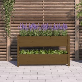 mézbarna tömör fenyőfa növénytartó 112x25x66 cm