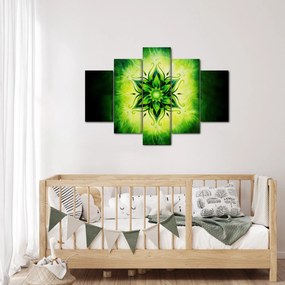 Kép - Virág mandala zöld háttérrel (150x105 cm)