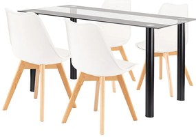 Zelma 4+1 étkező garnitúra fekete-fehér