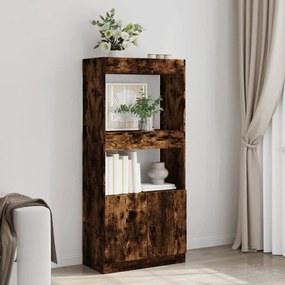 füstös tölgy színű szerelt fa magasszekrény 63 x 33 x 140 cm