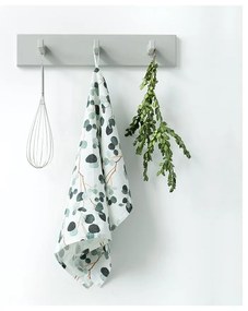 Eucalyptus fehér-zöld len konyharuha, 65 x 45 cm - Linen Tales