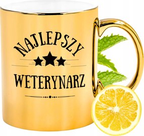 Arany csillogó bögre állatorvosnak ajándék fényképes nyomtatással