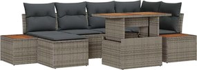 vidaXL Kert étkező szett párnával 7 pcs Szürke és Barna