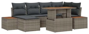 vidaXL Kert étkező szett párnával 7 pcs Szürke és Barna