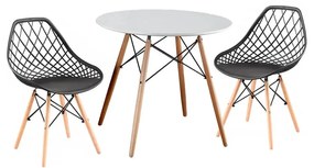 GAMIN II NEW 80cm Étkezőasztal 4 Parker Design székekkel - Fekete