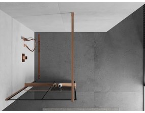 Mexen Kioto+, Walk-In zuhanyparaván polccal és akasztóval 90 x 200 cm, 8 mm átlátszó üveg fekete mintás, réz matt profil, 800-090-121-65-77