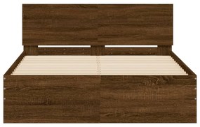 barna tölgy színű ágykeret fejtámlával 120 x 200 cm