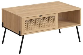 Natúr színű dohányzóasztal tölgyfa dekorral 60x100 cm Ecrin – Marckeric