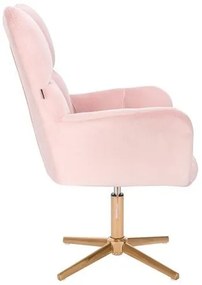 HR650CROSS Púderrózsaszín modern velúr szék arany lábbal