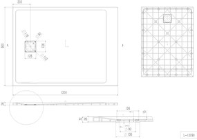 Erga Hyper, SMC zuhanytálca 120x90x2,6 cm + szifon, fehér matt, ERG-V06-SMC-9012S-WH