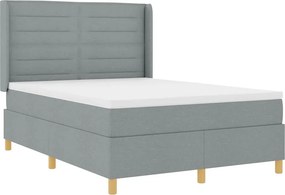 vidaXL Boxrugós ágy matracmal Világosszürke 140 x 190 cm szövet