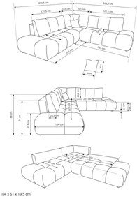 ALMADA balos L-alakú, kárpitozott, kihúzható sarokkanapé tárolóval, bézs