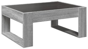 szürke sonoma végtelen hatású LED-es dohányzóasztal 70x53x30 cm