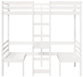 fehér fenyő galériaágy-keret asztallal és székekkel 80 x 200 cm
