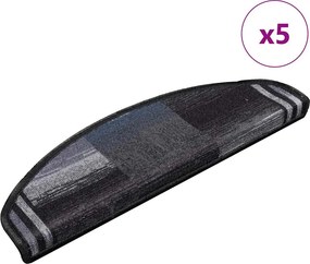 vidaXL 5 db fekete és szürke öntapadó lépcsőszőnyeg 65x21x4 cm