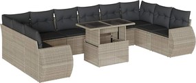 vidaXL 11 részes világosszürke polyrattan kerti ülőgarnitúra párnákkal